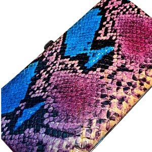 Womens Wallet Alligator Look Long Billfold Pink Purple Blue Card Holder